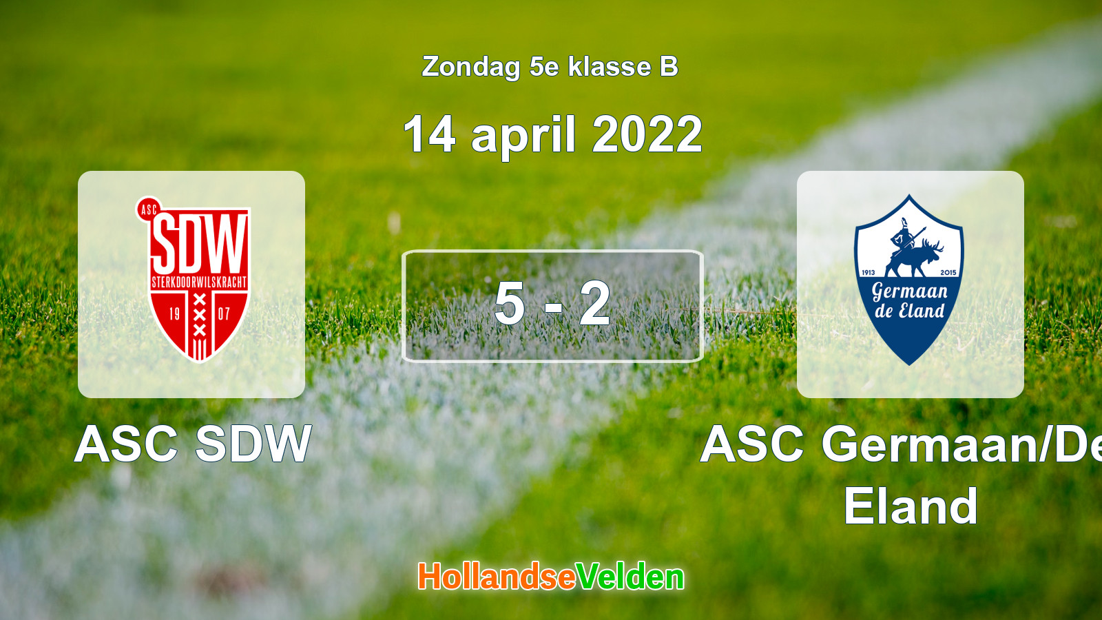Gespeelde wedstrijd: ASC SDW - ASC Germaan/De Eland 5 - 2 (14 april 2022)