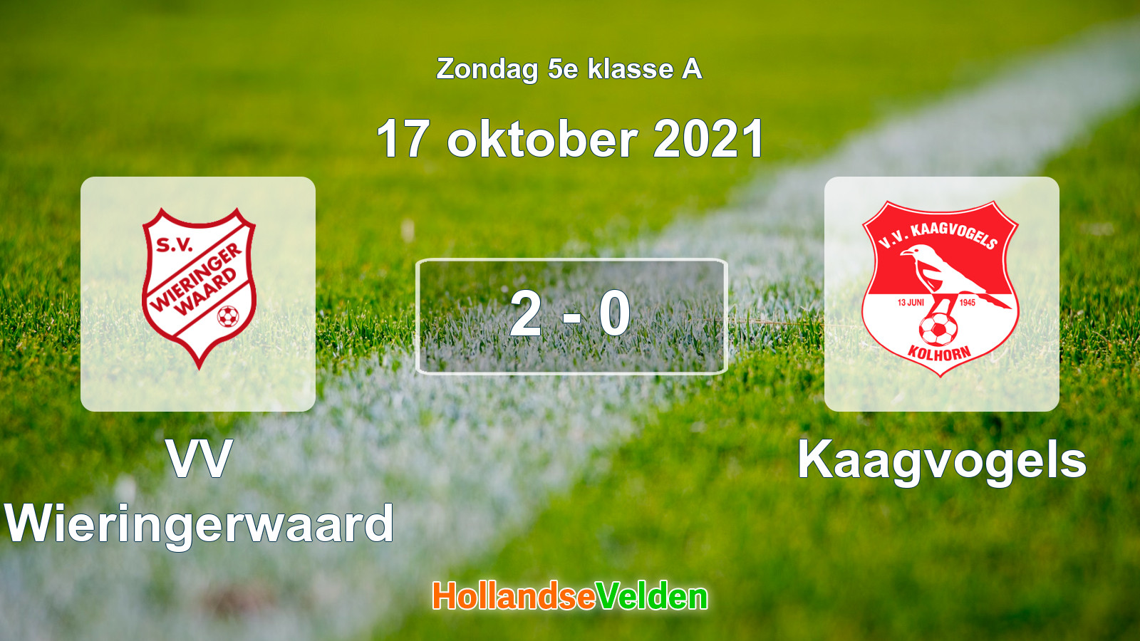 Gespeelde wedstrijd: VV Wieringerwaard - Kaagvogels 2 - 0 (17 oktober 2021)