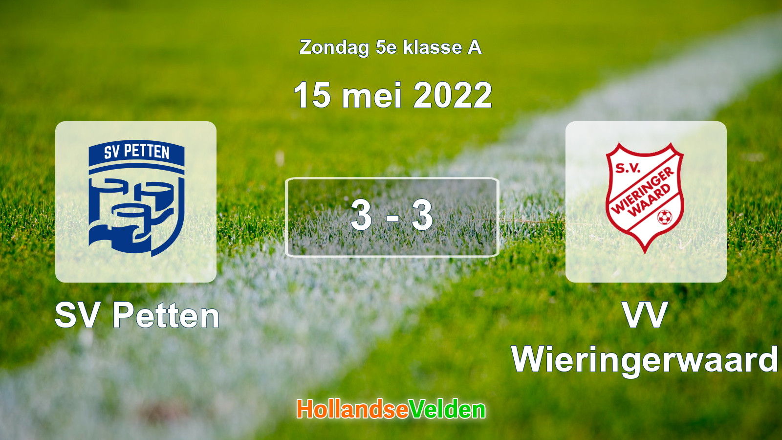 Gespeelde wedstrijd: SV Petten - VV Wieringerwaard 3 - 3 (15 mei 2022)