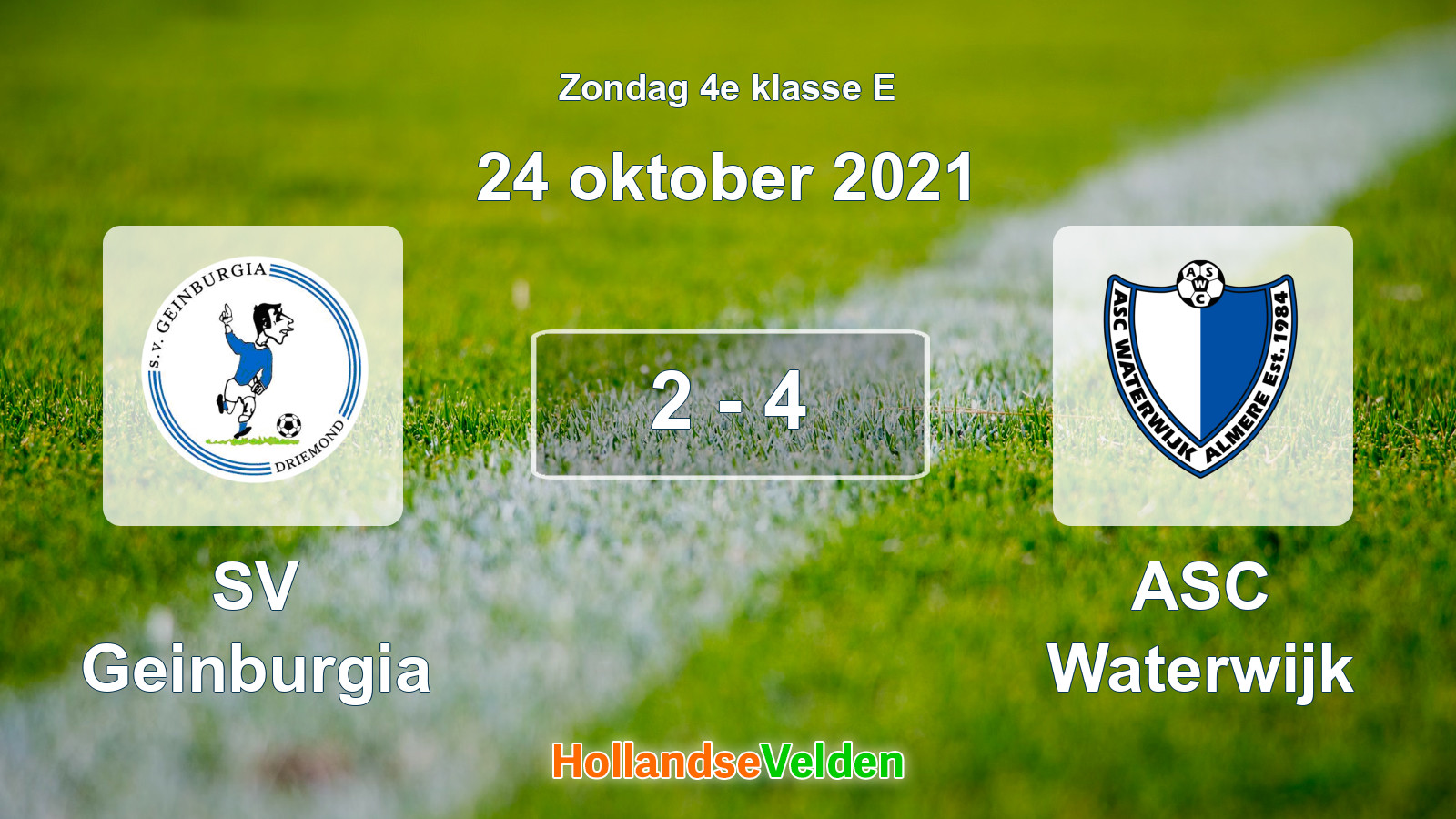 Gespeelde wedstrijd: SV Geinburgia - ASC Waterwijk 2 - 4 (24 oktober 2021)