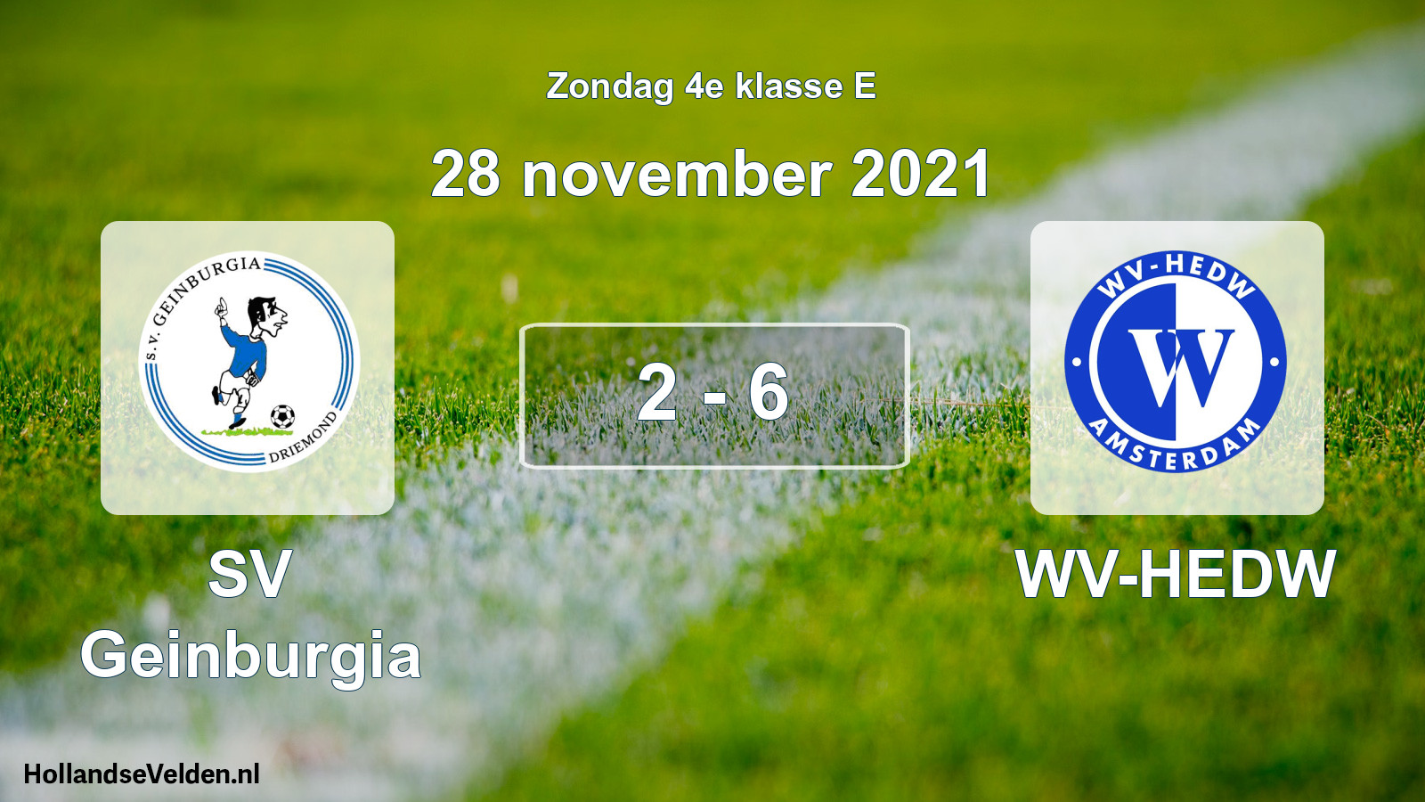 Gespeelde wedstrijd: SV Geinburgia - WV-HEDW 2 - 6 (28 november 2021)