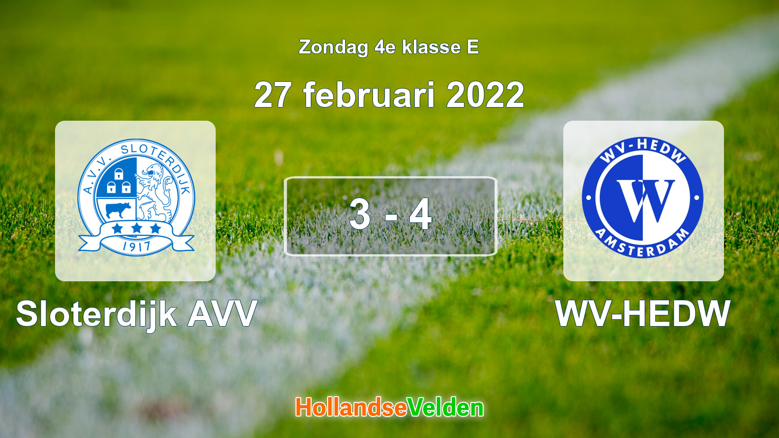 Gespeelde wedstrijd: Sloterdijk AVV - WV-HEDW 3 - 4 (27 februari 2022)