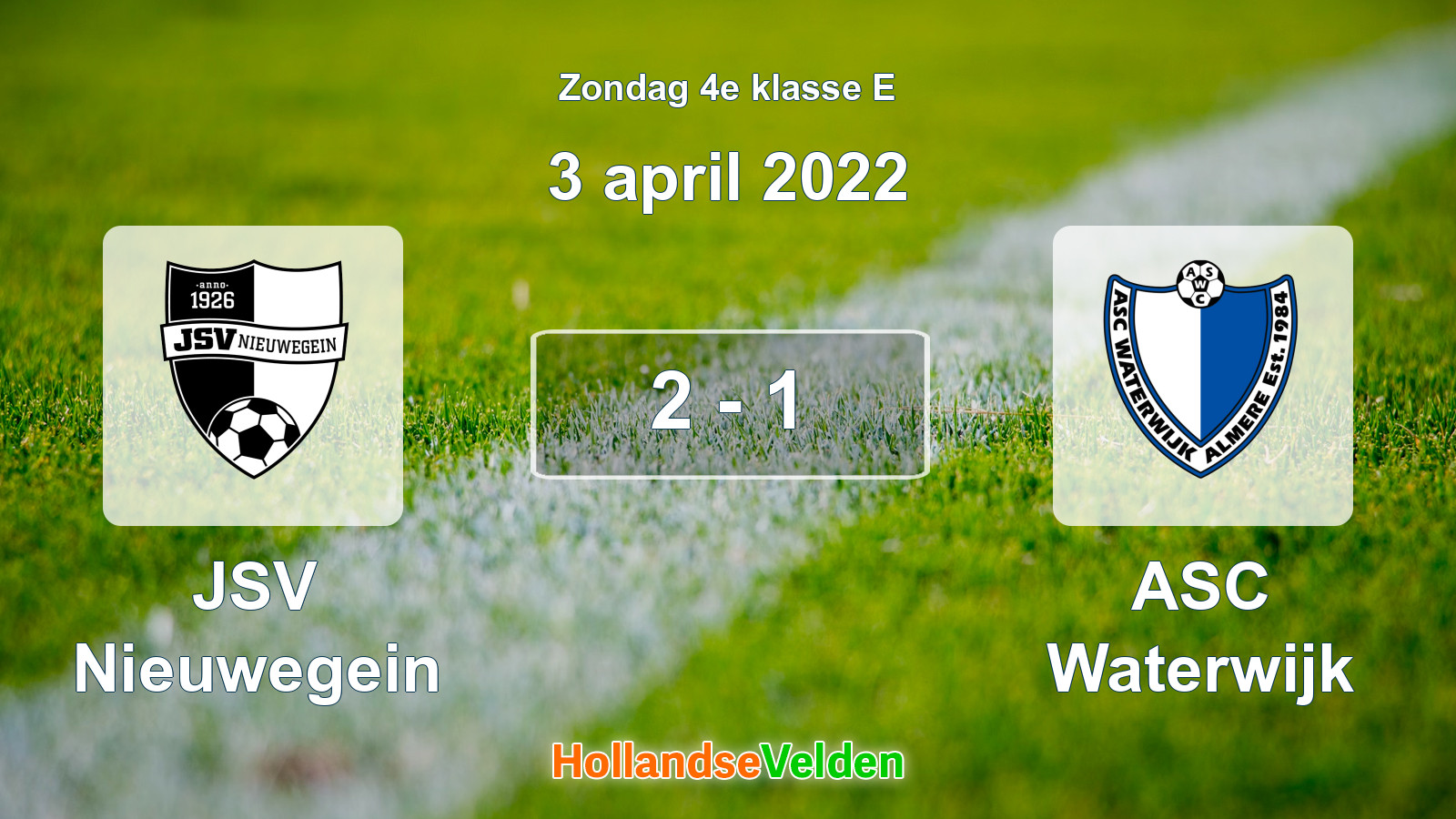 Gespeelde wedstrijd: JSV Nieuwegein - ASC Waterwijk 2 - 1 (3 april 2022)
