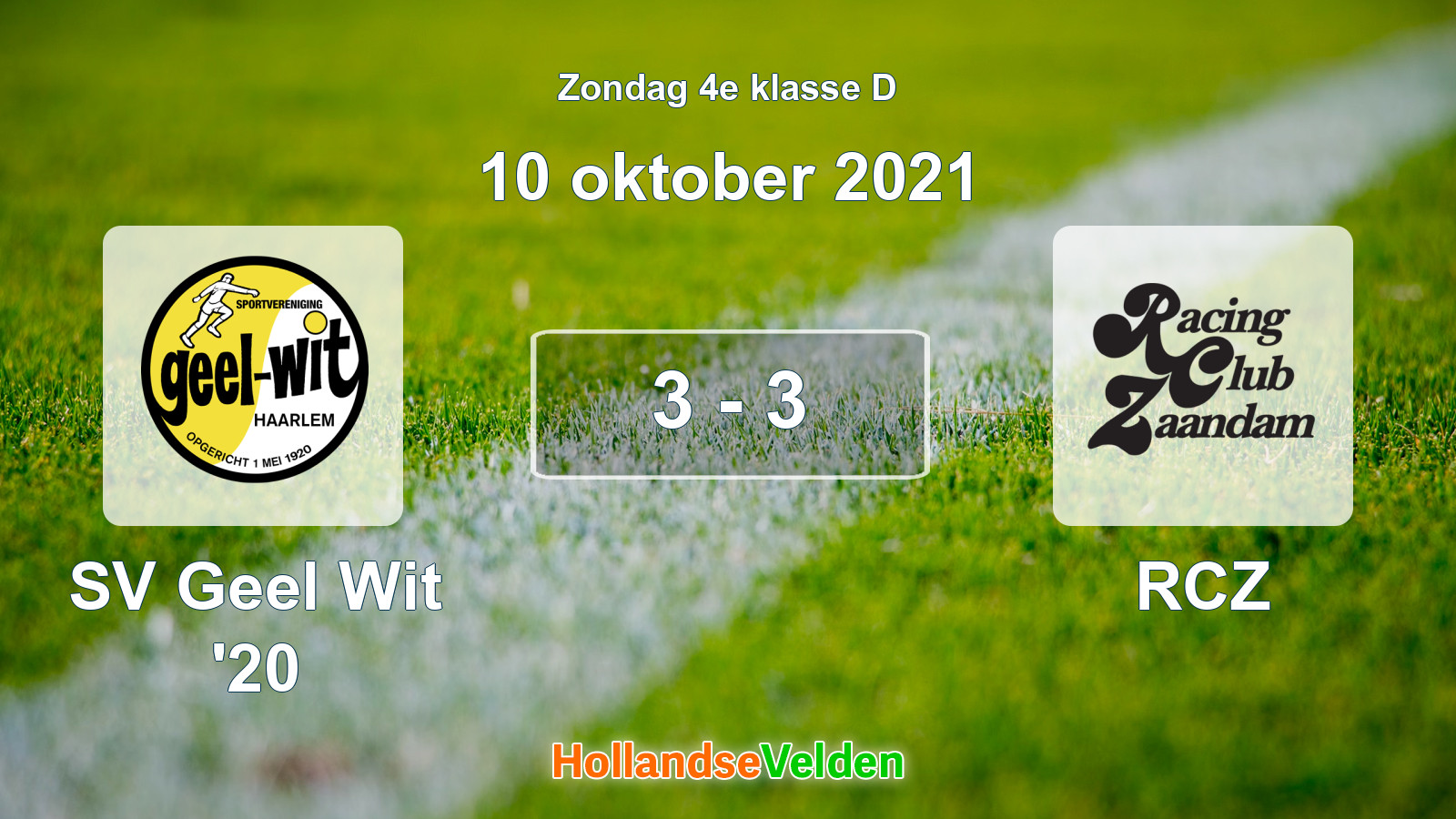 Gespeelde wedstrijd: SV Geel Wit '20 - RCZ 3 - 3 (10 oktober 2021)