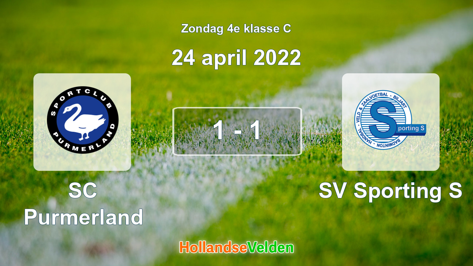Gespeelde wedstrijd: SC Purmerland - SV Sporting S 1 - 1 (24 april 2022)