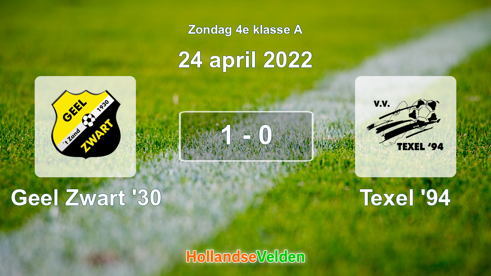 Gespeelde wedstrijd: Geel Zwart '30 - Texel '94 1 - 0 (24 april 2022)