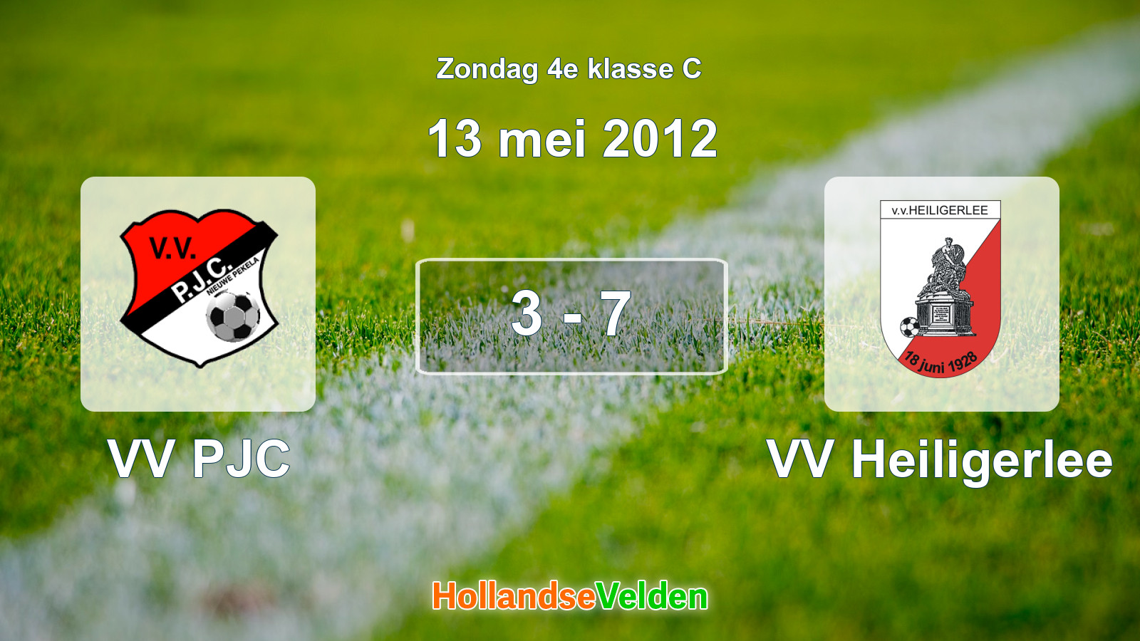 Gespeelde wedstrijd: VV PJC - VV Heiligerlee 3 - 7 (13 mei 2012)