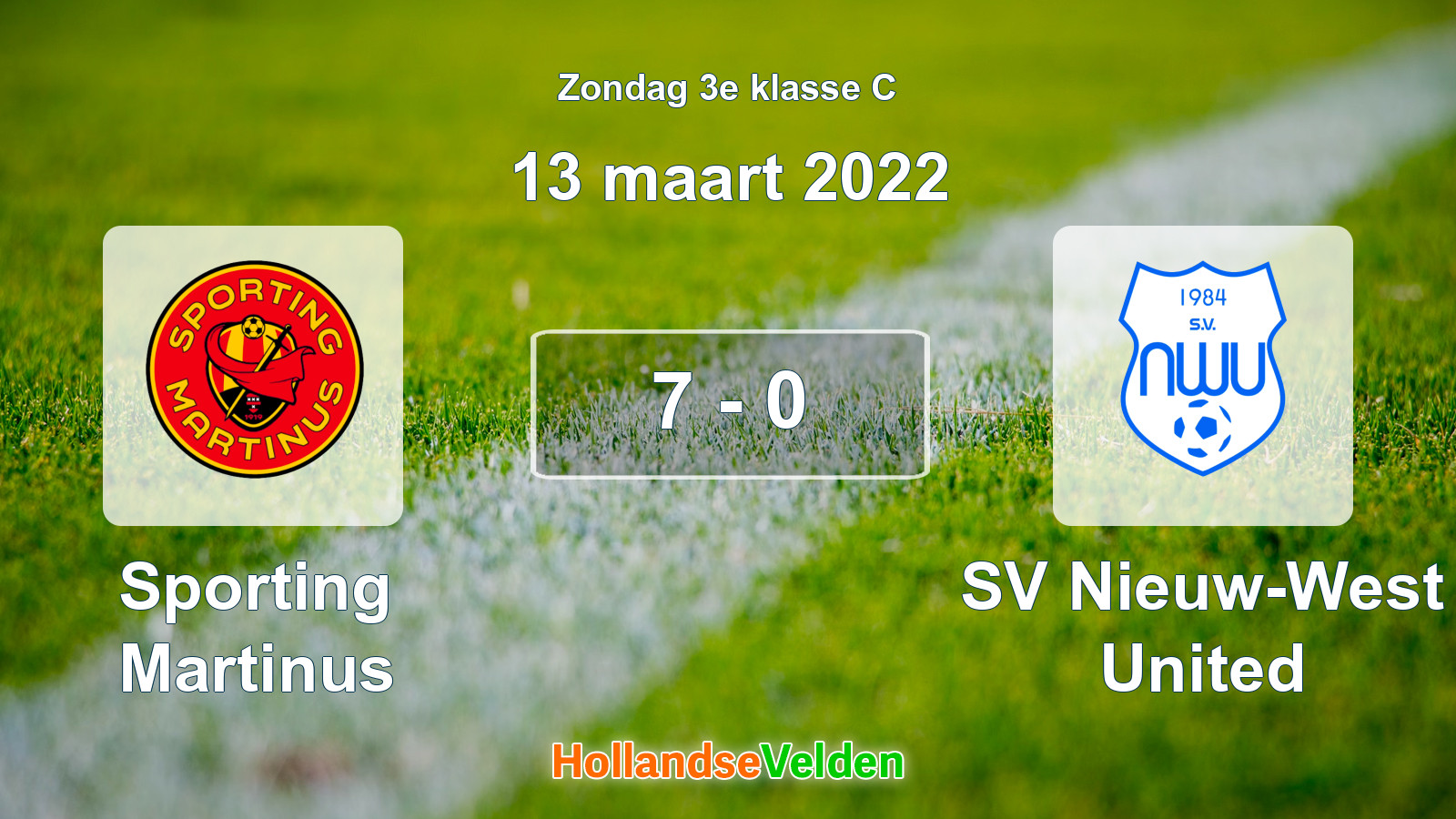 Gespeelde wedstrijd: Sporting Martinus - SV Nieuw-West United 7 - 0 (13 maart 2022)