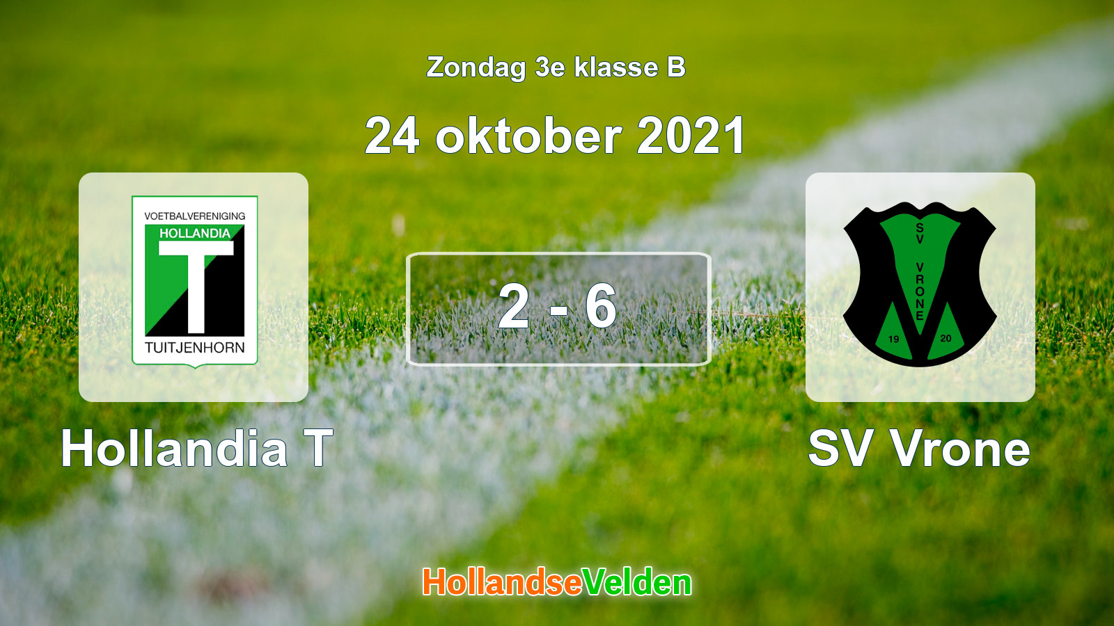Gespeelde wedstrijd: Hollandia T - SV Vrone 2 - 6 (24 oktober 2021)