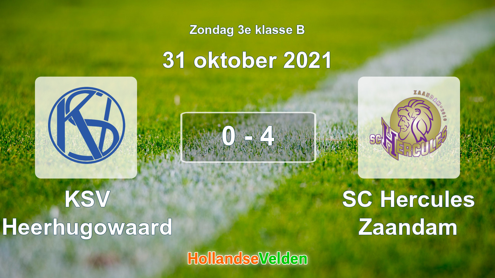 Gespeelde wedstrijd: KSV Heerhugowaard - SC Hercules Zaandam 0 - 4 (31 oktober 2021)
