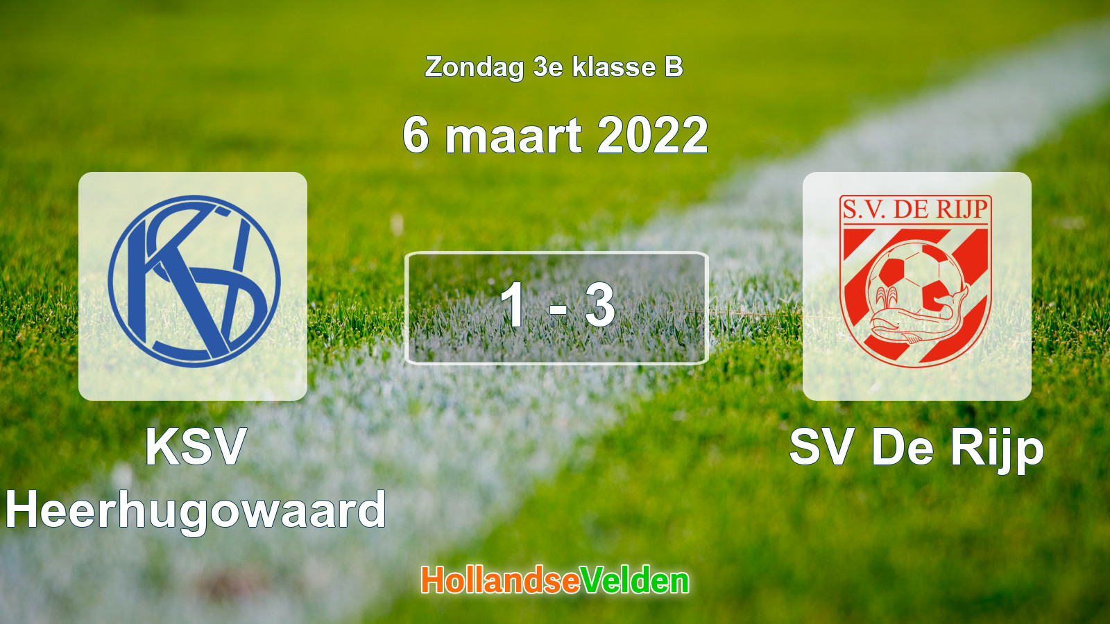 Gespeelde wedstrijd: KSV Heerhugowaard - SV De Rijp 1 - 3 (6 maart 2022)
