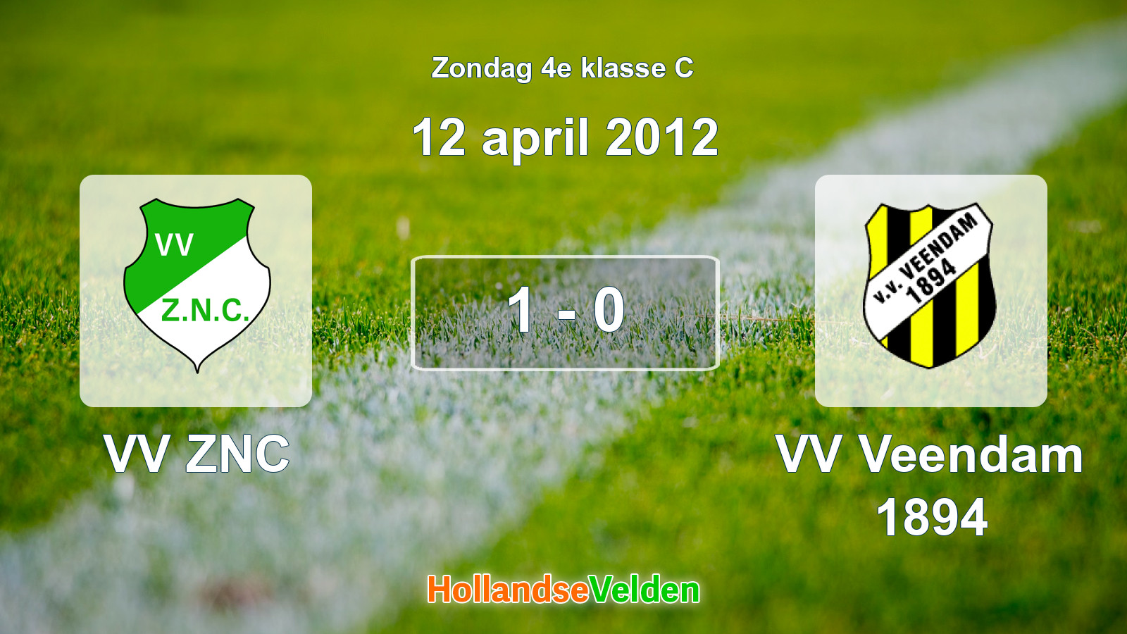 Gespeelde wedstrijd: VV ZNC - VV Veendam 1894 1 - 0 (12 april 2012)