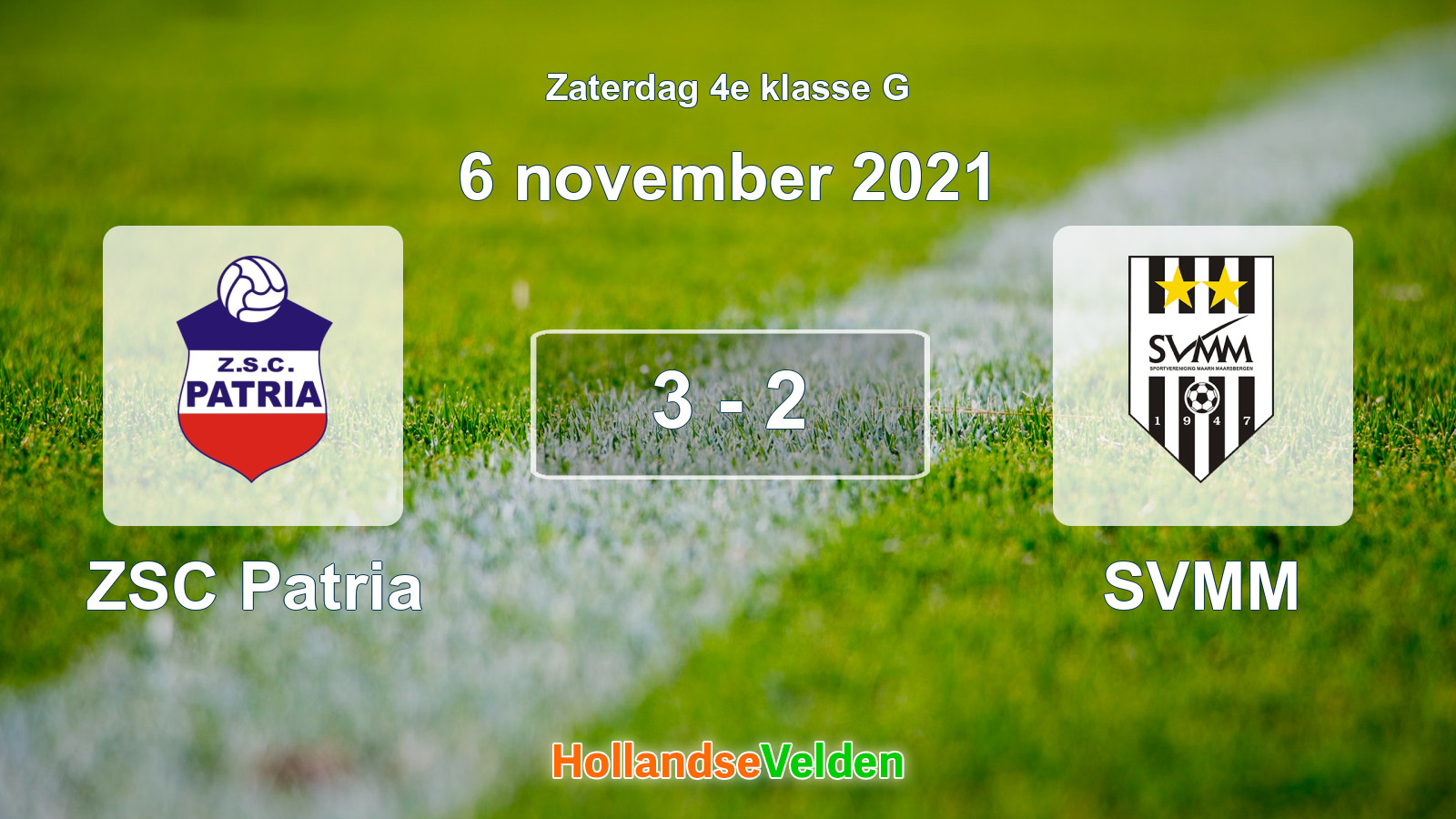 Gespeelde wedstrijd: ZSC Patria - SVMM 3 - 2 (6 november 2021)