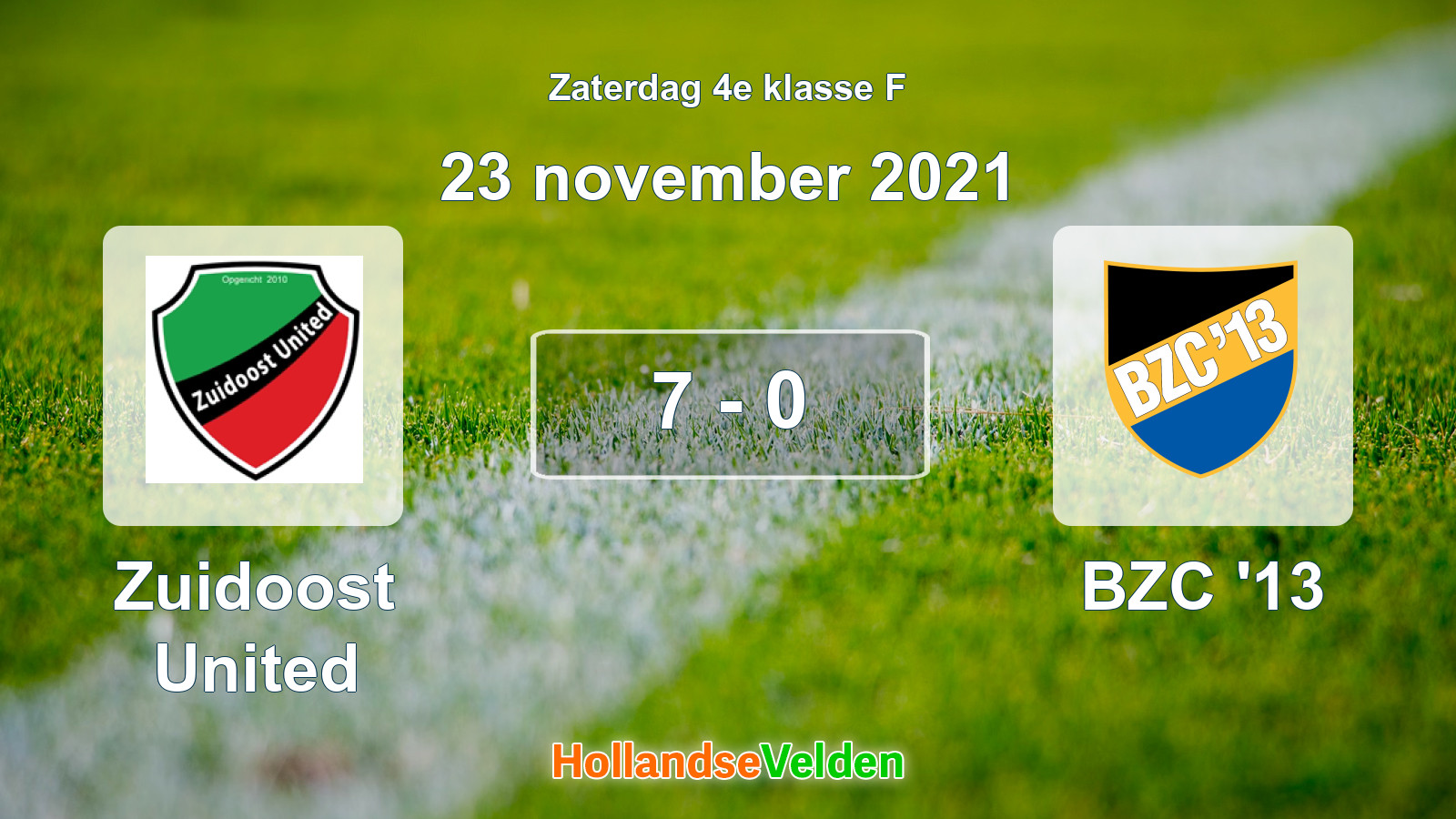Gespeelde wedstrijd: Zuidoost United - BZC '13 7 - 0 (23 november 2021)