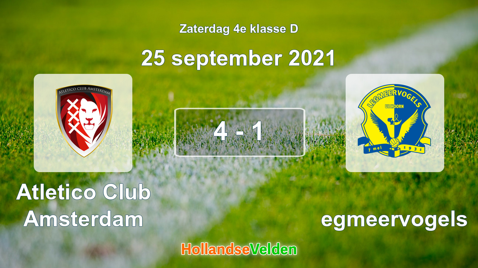 Gespeelde wedstrijd: Atletico Club Amsterdam - Legmeervogels 4 - 1 (25 september 2021)