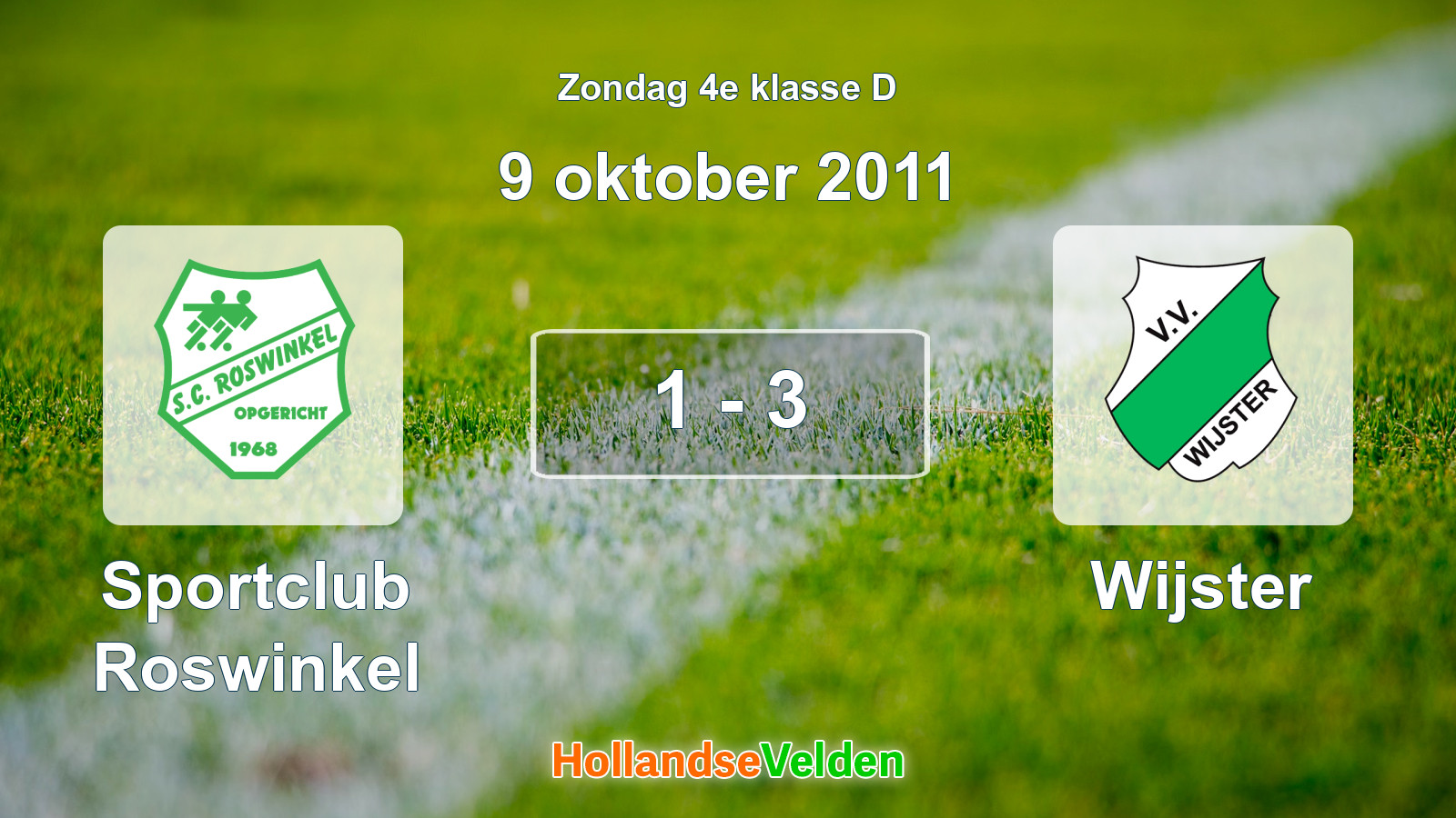 Gespeelde wedstrijd: Sportclub Roswinkel - Wijster 1 - 3 (9 oktober 2011)