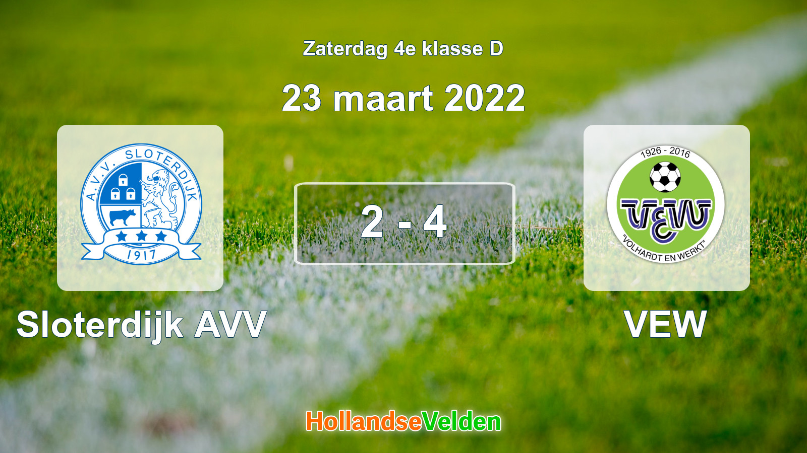Gespeelde wedstrijd: Sloterdijk AVV - VEW 2 - 4 (23 maart 2022)