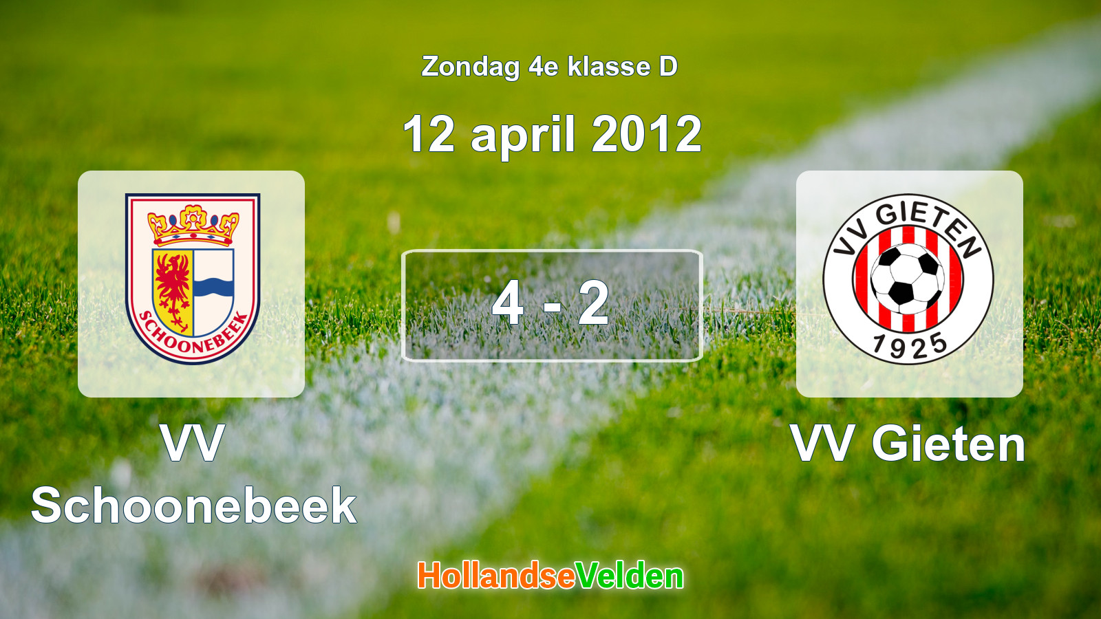 Gespeelde wedstrijd: VV Schoonebeek - VV Gieten 4 - 2 (12 april 2012)