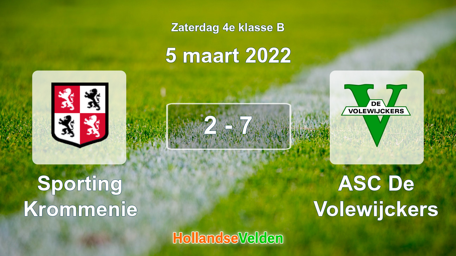 Gespeelde wedstrijd: Sporting Krommenie - ASC De Volewijckers 2 - 7 (5 maart 2022)