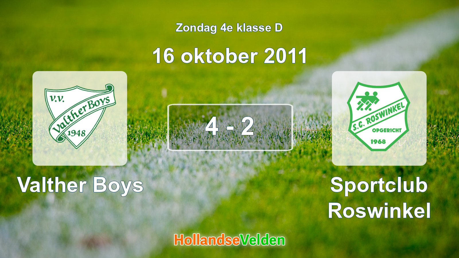 Gespeelde wedstrijd: Valther Boys - Sportclub Roswinkel 4 - 2 (16 oktober 2011)
