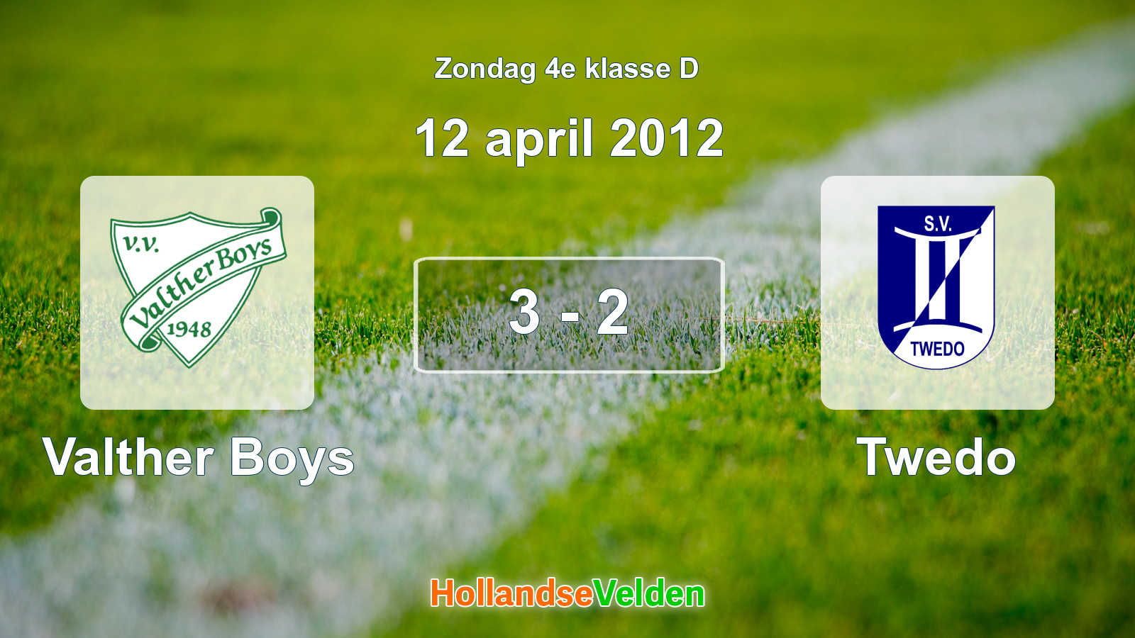 Gespeelde wedstrijd: Valther Boys - Twedo 3 - 2 (12 april 2012)