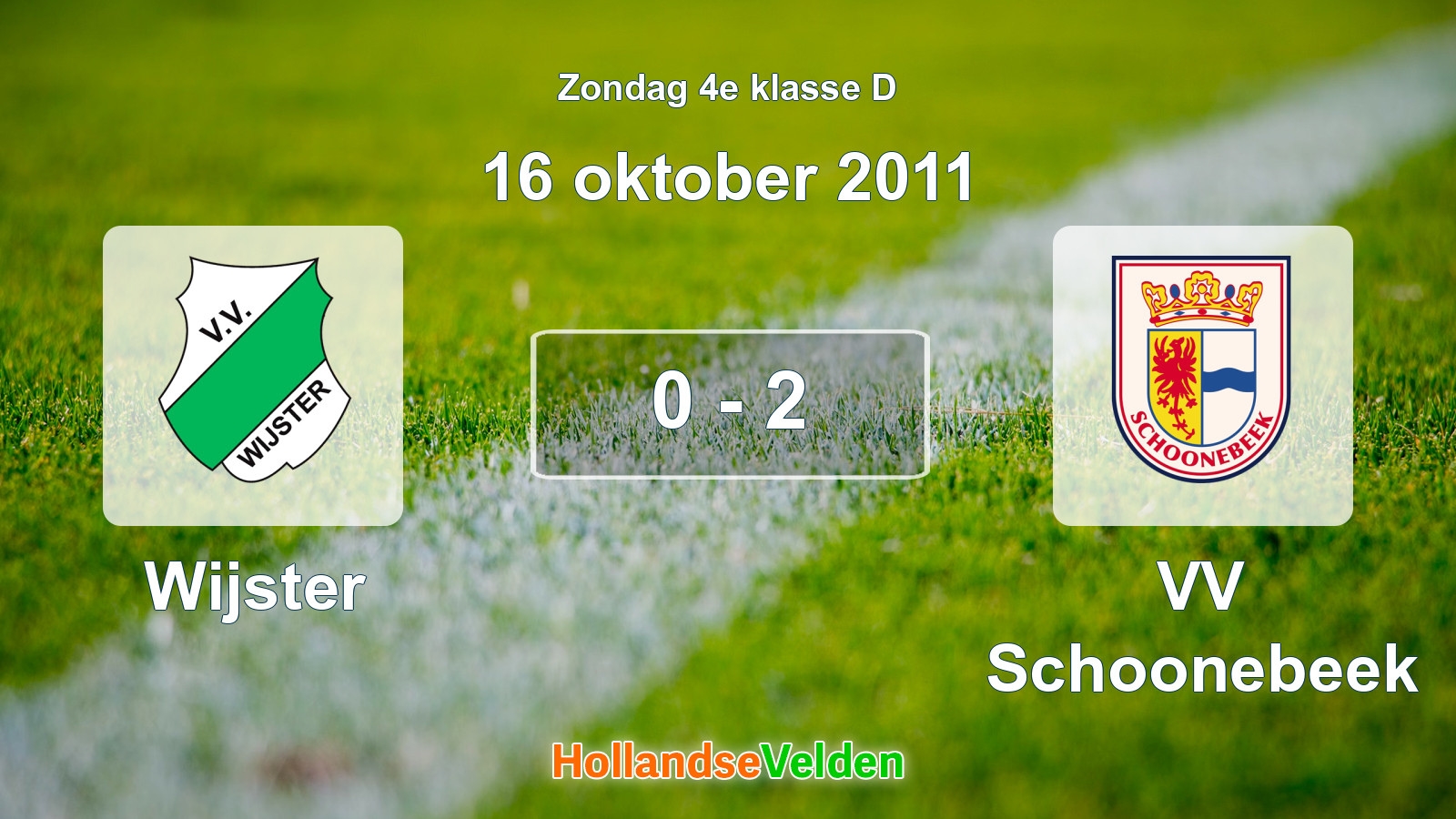 Gespeelde wedstrijd: Wijster - VV Schoonebeek 0 - 2 (16 oktober 2011)