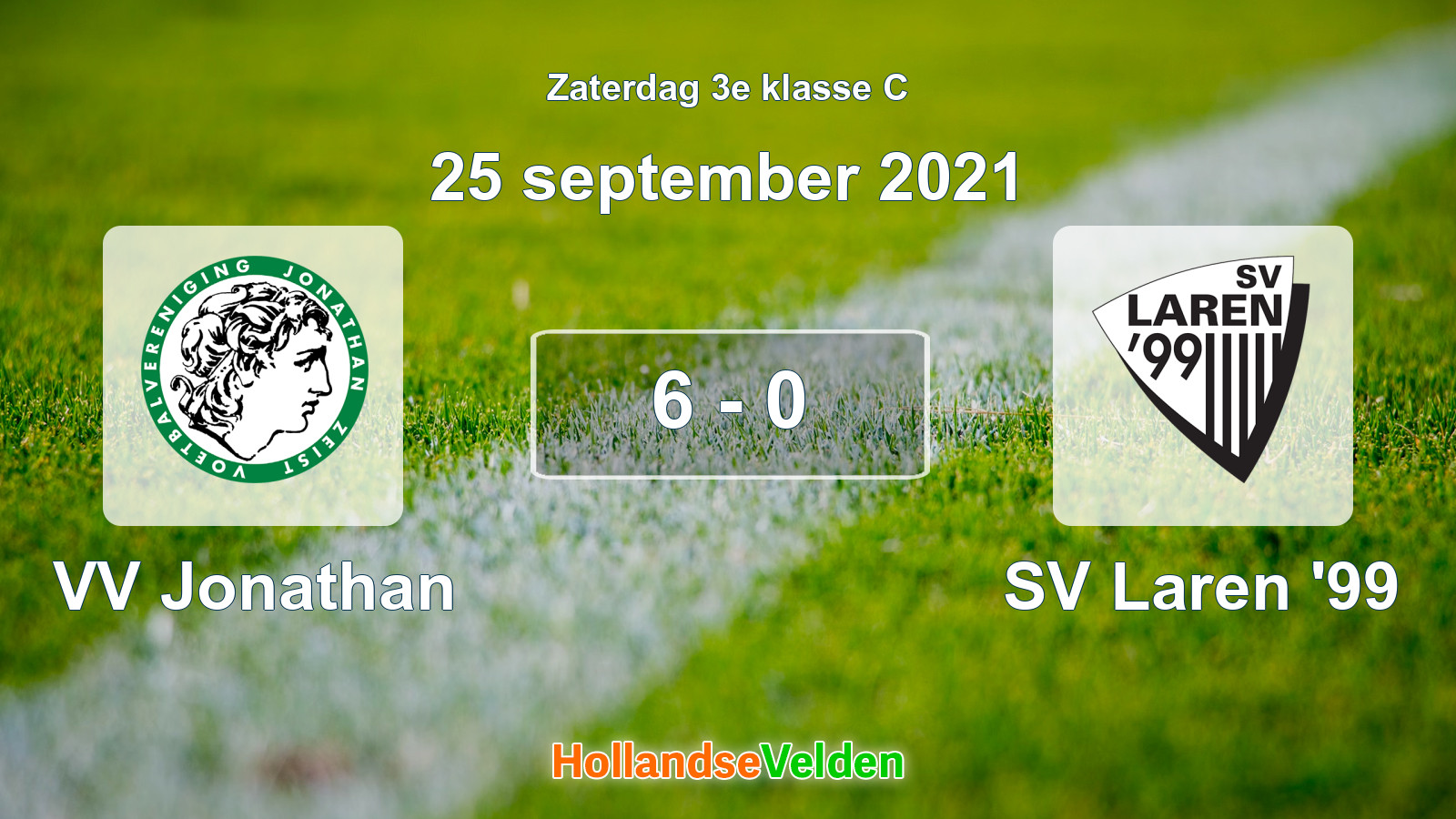 Gespeelde wedstrijd: VV Jonathan - SV Laren '99 6 - 0 (25 september 2021)
