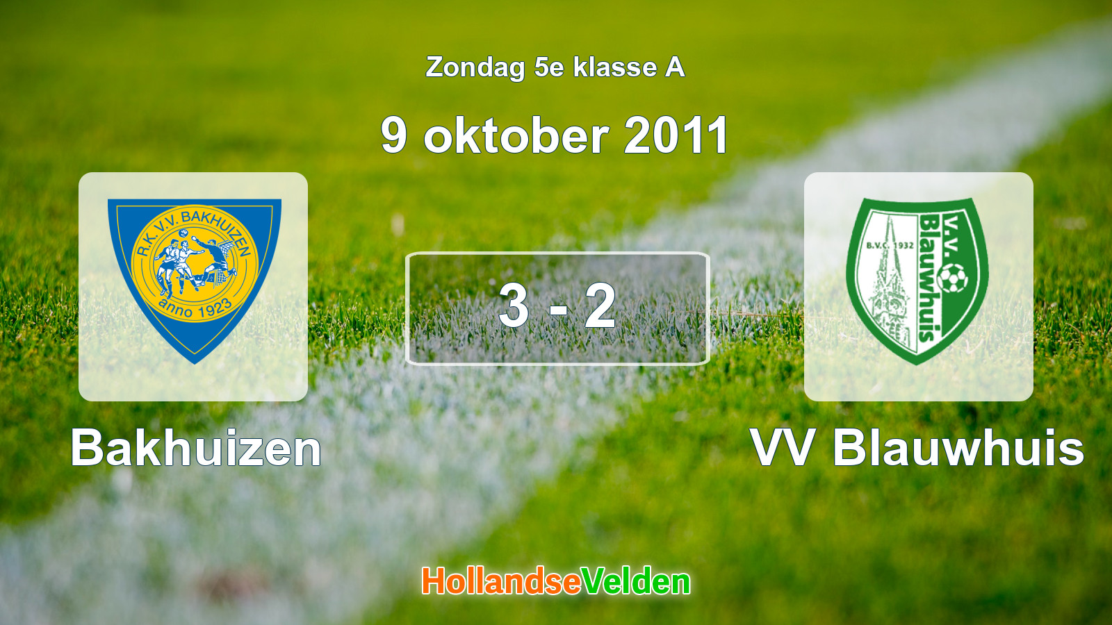 Gespeelde wedstrijd: Bakhuizen - VV Blauwhuis 3 - 2 (9 oktober 2011)