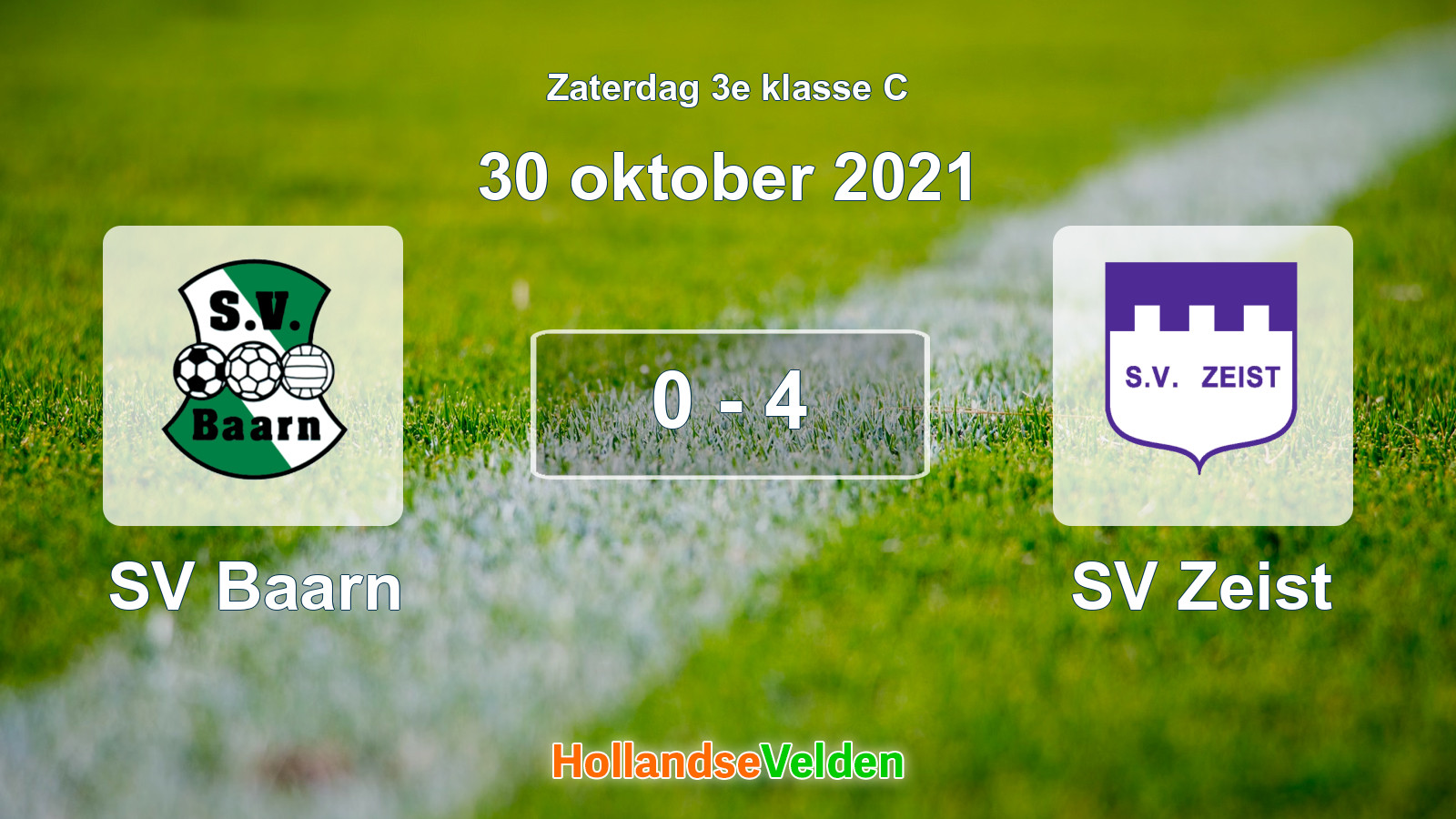 Gespeelde wedstrijd: SV Baarn - SV Zeist 0 - 4 (30 oktober 2021)