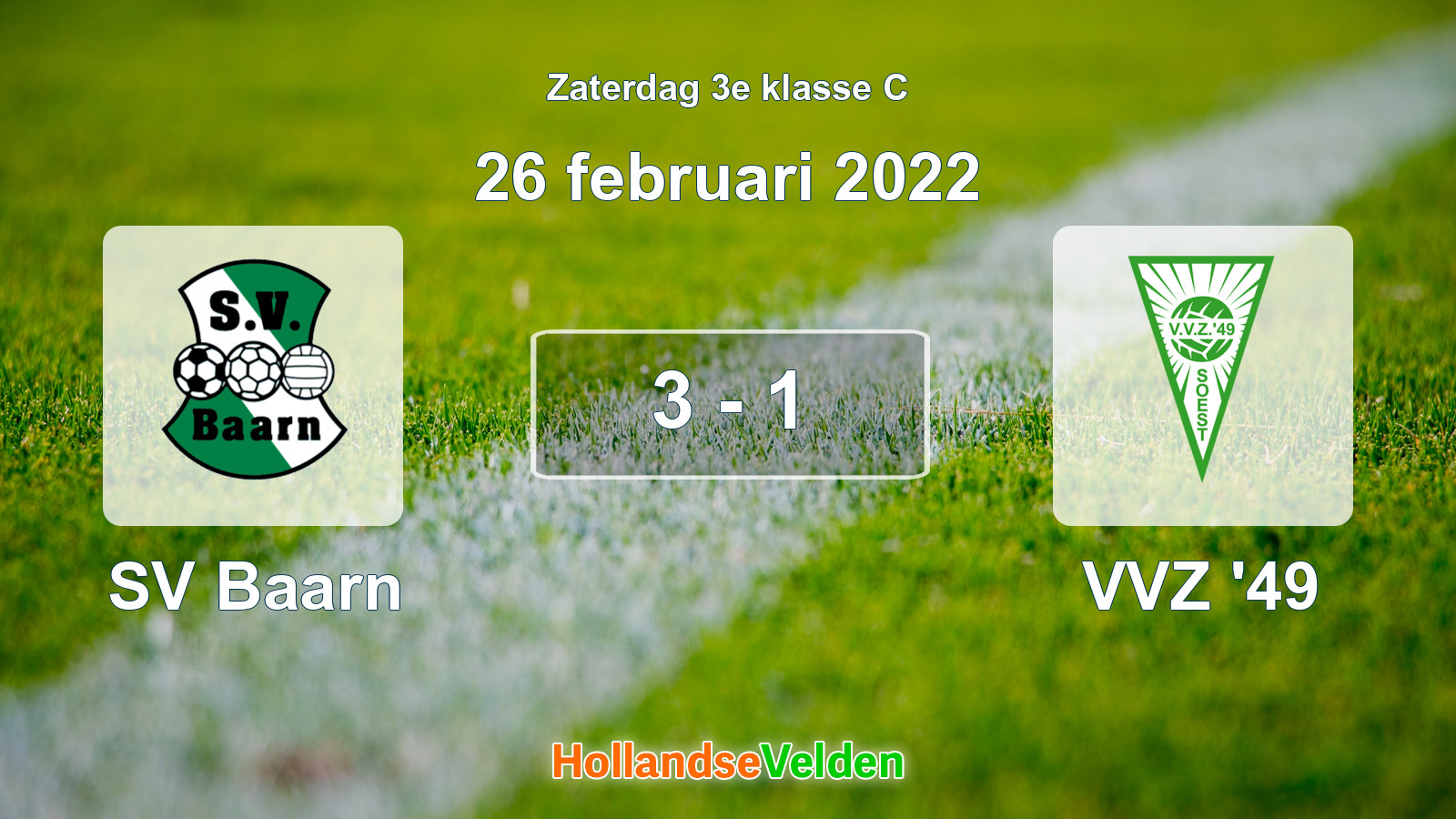 Gespeelde wedstrijd: SV Baarn - VVZ '49 3 - 1 (26 februari 2022)