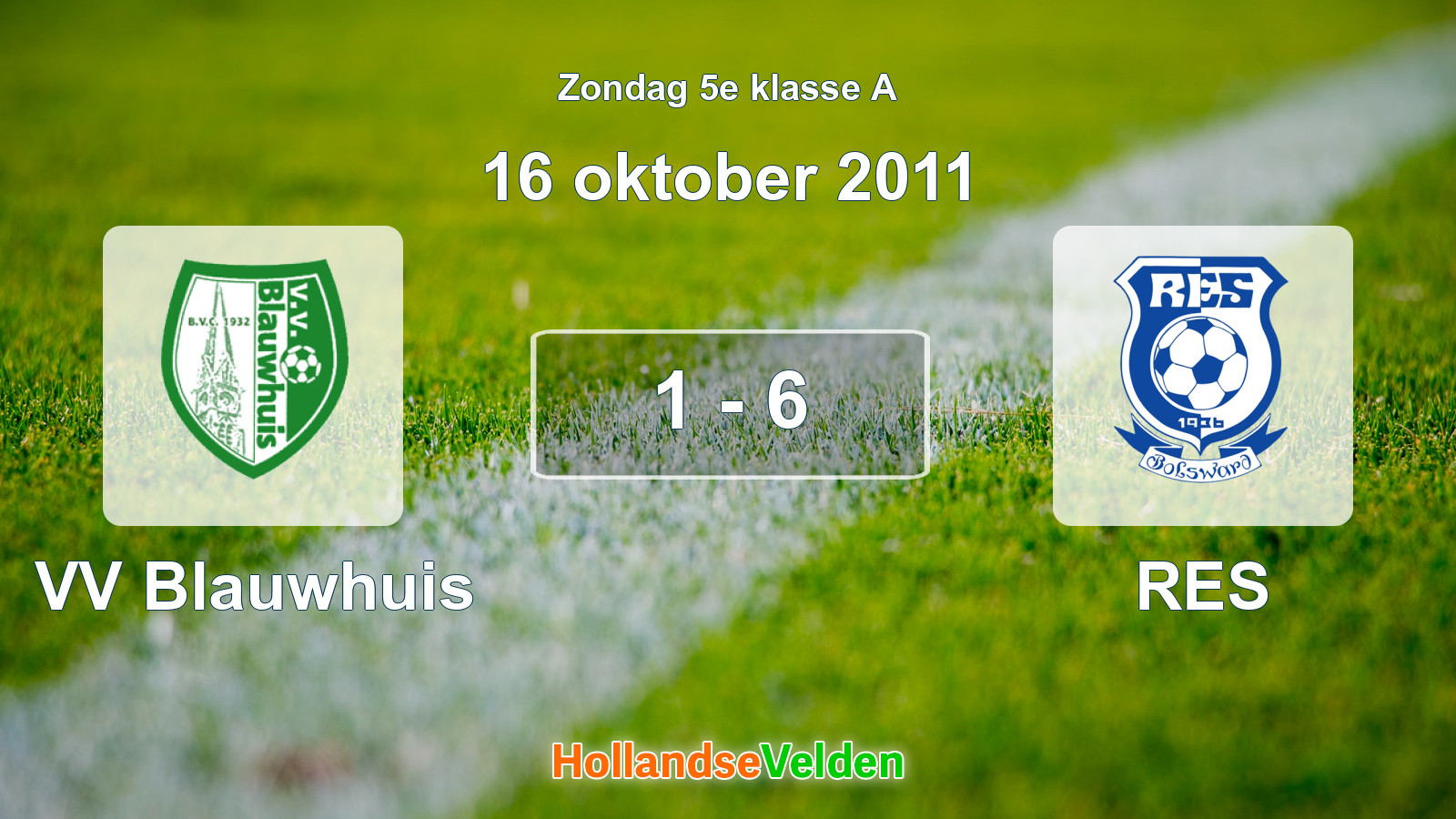 Gespeelde wedstrijd: VV Blauwhuis - RES 1 - 6 (16 oktober 2011)