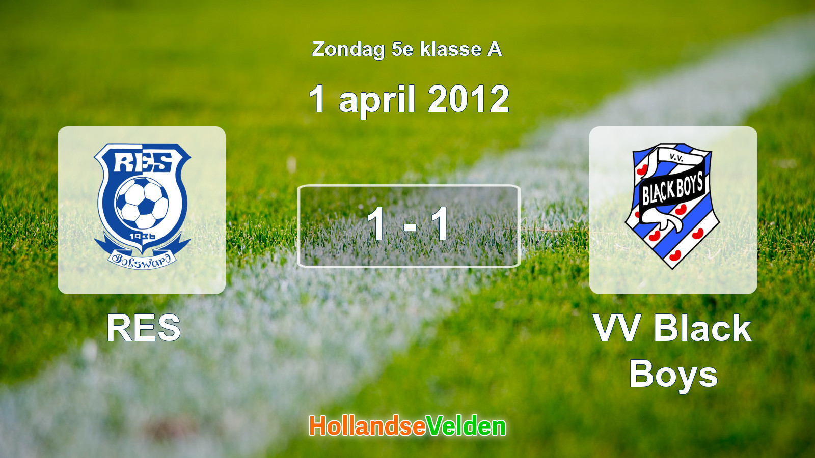 Gespeelde wedstrijd: RES - VV Black Boys 1 - 1 (1 april 2012)
