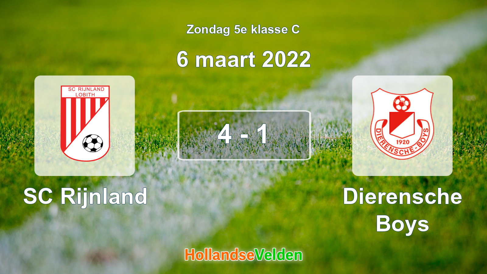 Gespeelde wedstrijd: SC Rijnland - Dierensche Boys 4 - 1 (6 maart 2022)