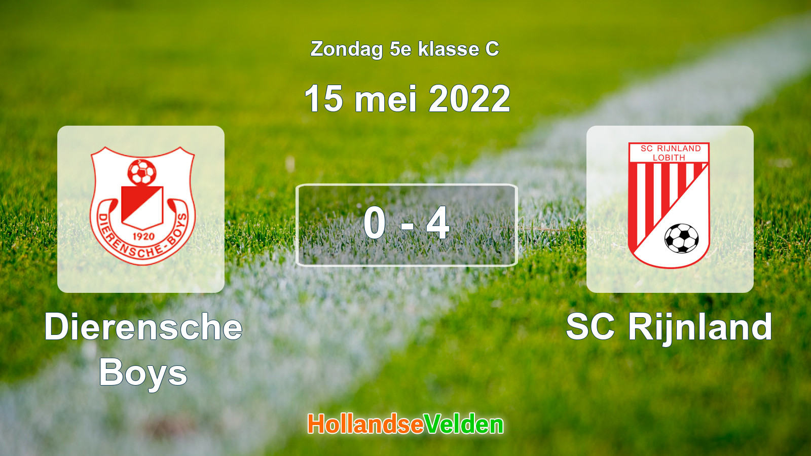 Gespeelde wedstrijd: Dierensche Boys - SC Rijnland 0 - 4 (15 mei 2022)