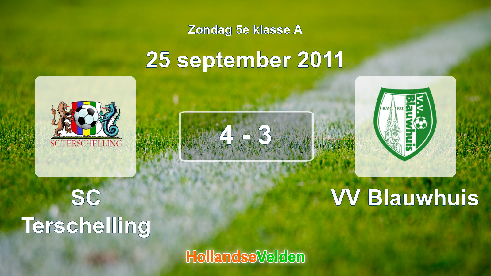 Gespeelde wedstrijd: SC Terschelling - VV Blauwhuis 4 - 3 (25 september 2011)