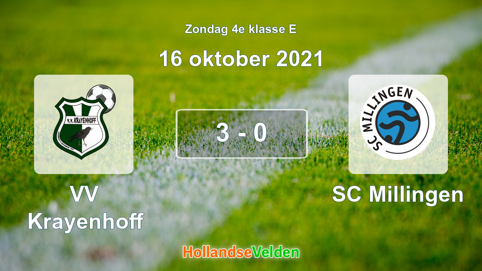 Gespeelde wedstrijd: VV Krayenhoff - SC Millingen 3 - 0 (16 oktober 2021)