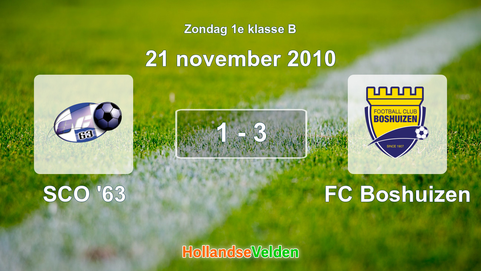 Gespeelde wedstrijd: SCO '63 - FC Boshuizen 1 - 3 (21 november 2010)