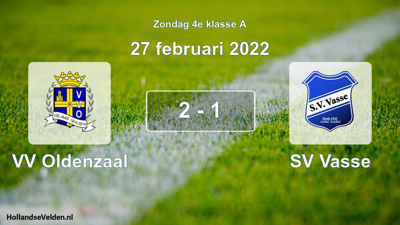 Gespeelde wedstrijd: VV Oldenzaal - SV Vasse 2 - 1 (27 februari 2022)