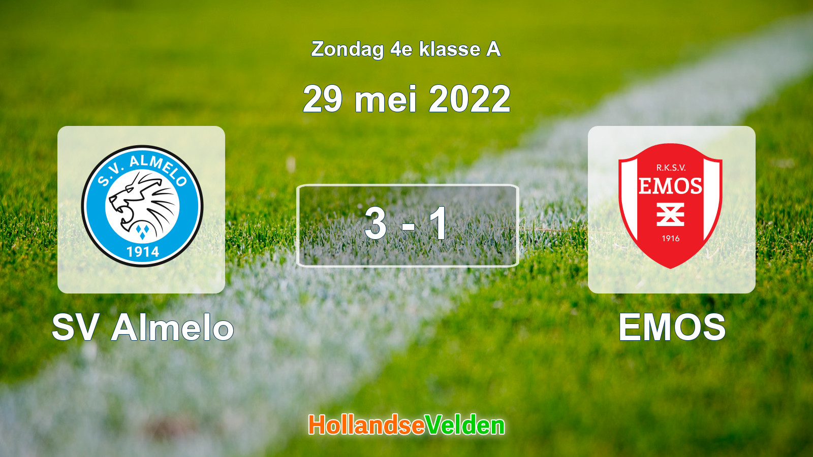 Gespeelde wedstrijd: SV Almelo - EMOS 3 - 1 (29 mei 2022)