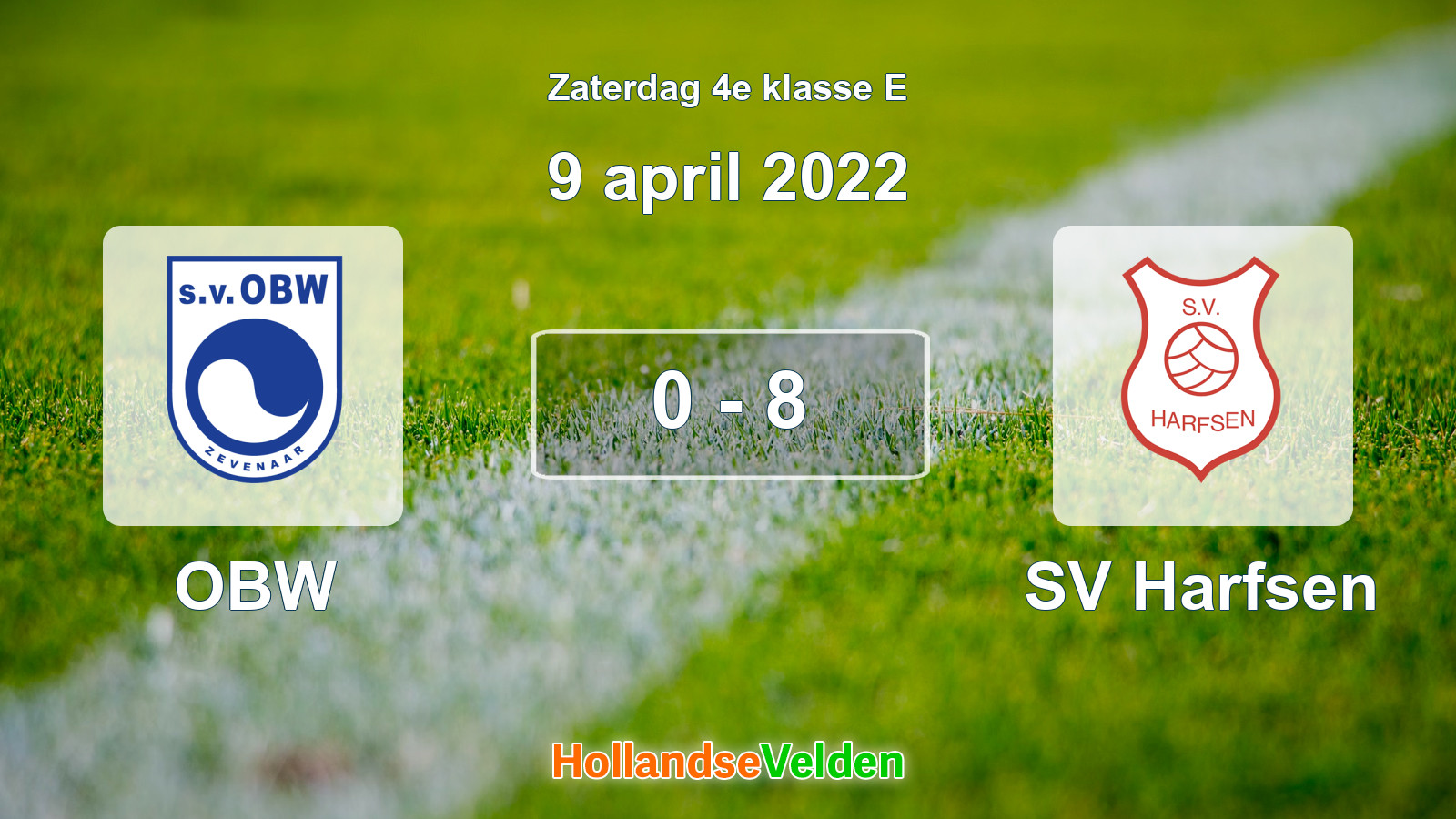 Gespeelde wedstrijd: OBW - SV Harfsen 0 - 8 (9 april 2022)