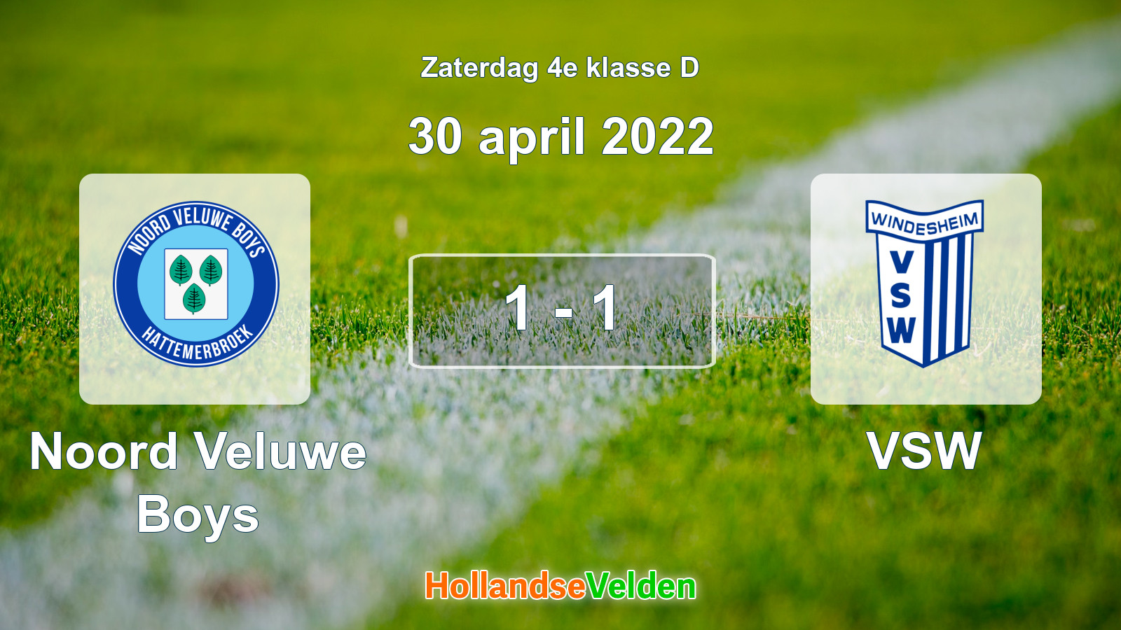Gespeelde wedstrijd: Noord Veluwe Boys - VSW 1 - 1 (30 april 2022)