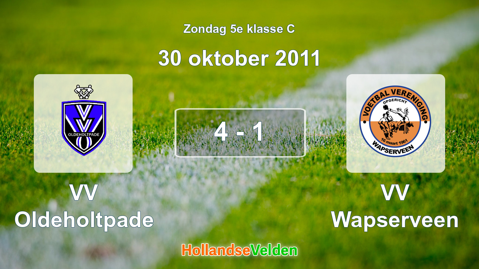 Gespeelde wedstrijd: VV Oldeholtpade - VV Wapserveen 4 - 1 (30 oktober 2011)