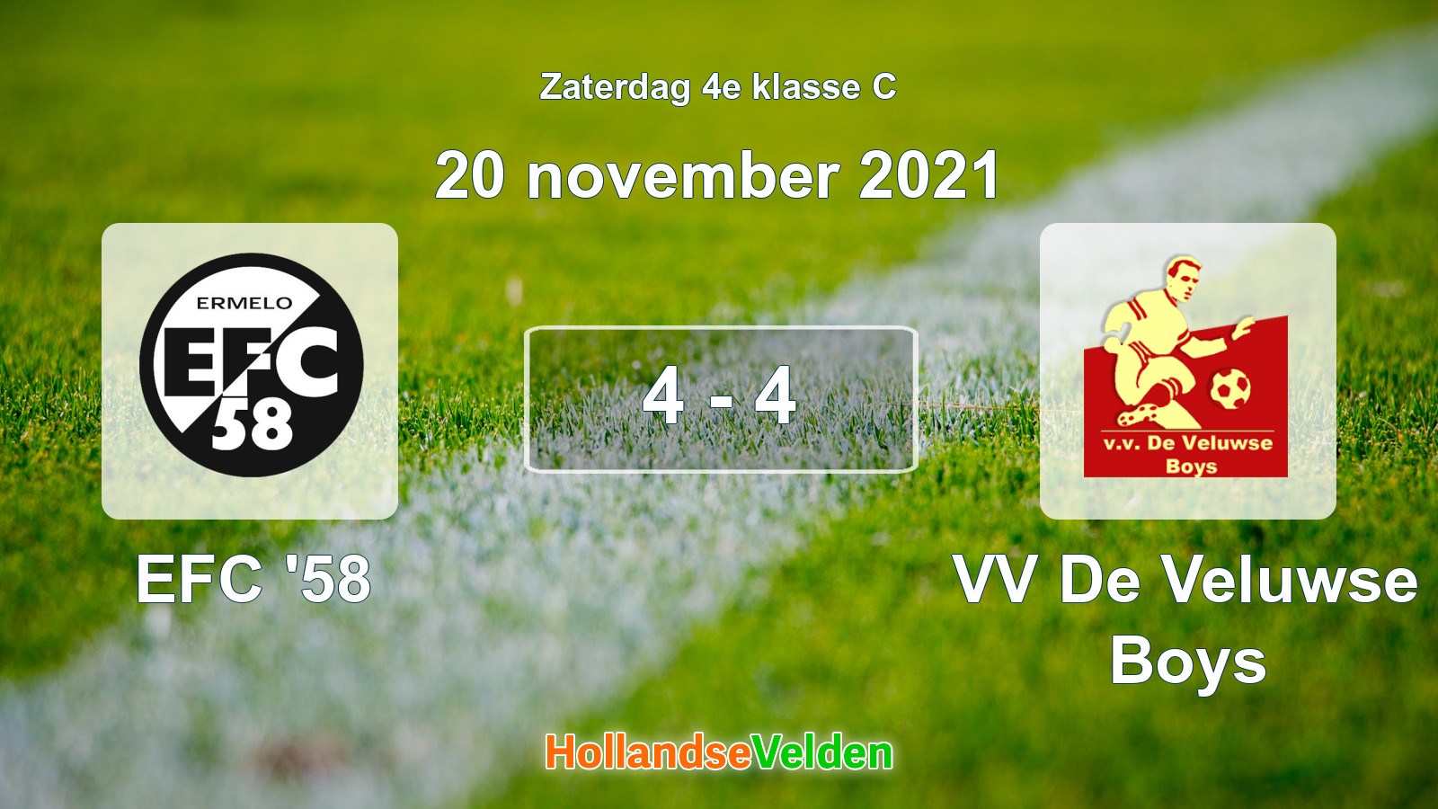 Gespeelde wedstrijd: EFC '58 - VV De Veluwse Boys 4 - 4 (20 november 2021)