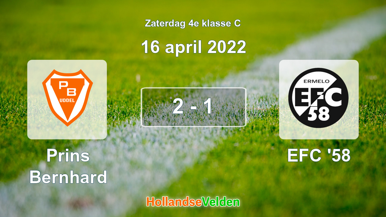 Gespeelde wedstrijd: Prins Bernhard - EFC '58 2 - 1 (16 april 2022)