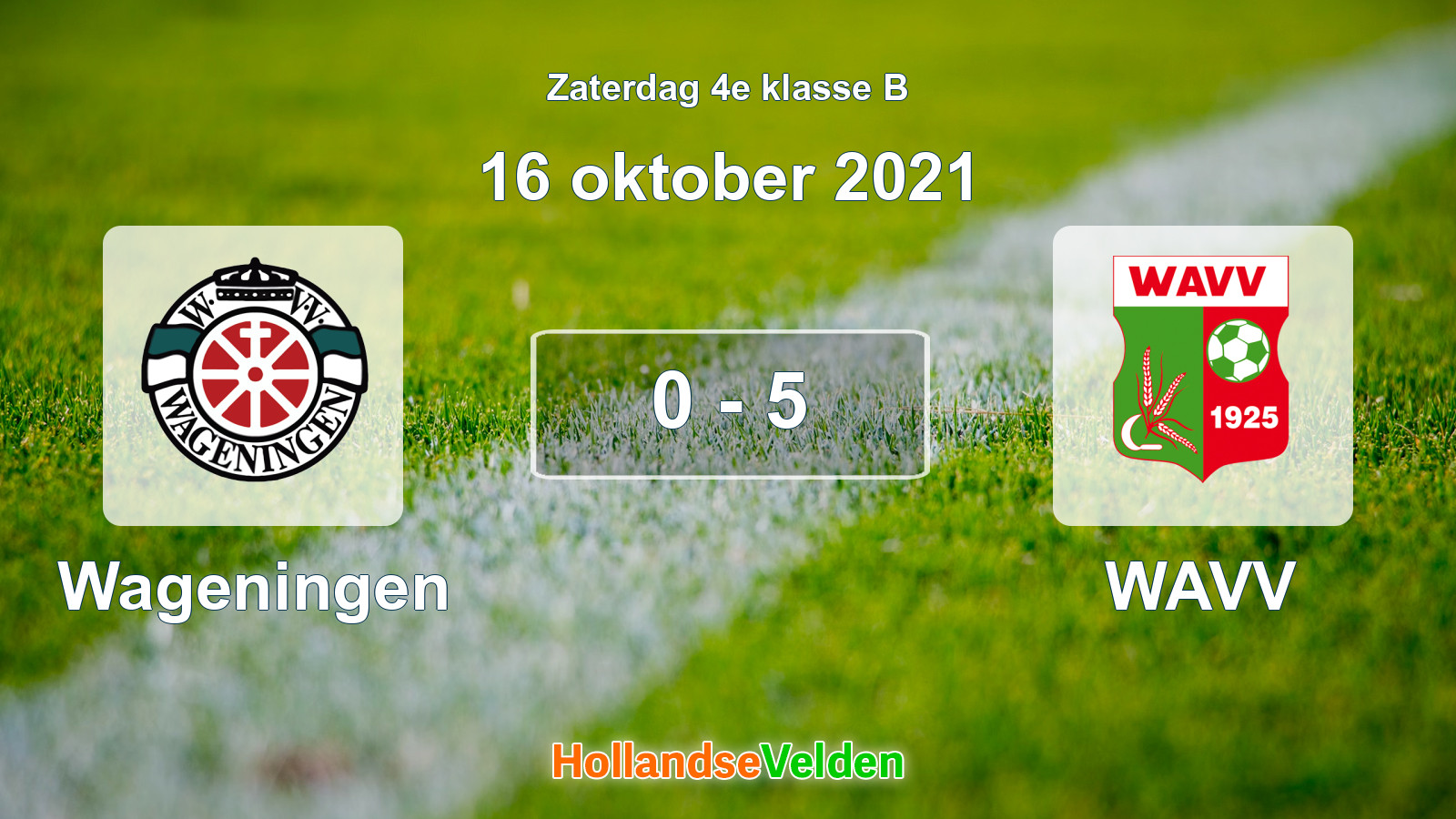 Gespeelde wedstrijd: Wageningen - WAVV 0 - 5 (16 oktober 2021)