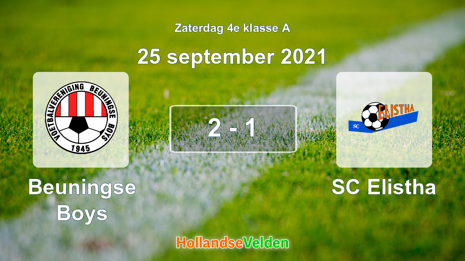 Gespeelde wedstrijd: Beuningse Boys - SC Elistha 2 - 1 (25 september 2021)