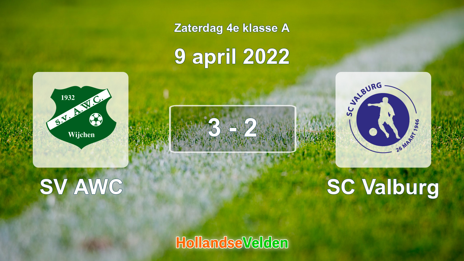 Gespeelde wedstrijd: SV AWC - SC Valburg 3 - 2 (9 april 2022)