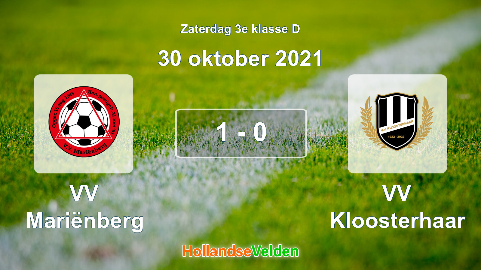 Gespeelde wedstrijd: VV Mariënberg - VV Kloosterhaar 1 - 0 (30 oktober 2021)