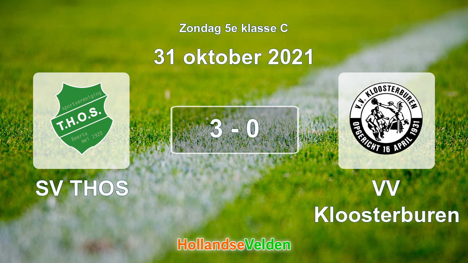Gespeelde wedstrijd: SV THOS - VV Kloosterburen 3 - 0 (31 oktober 2021)
