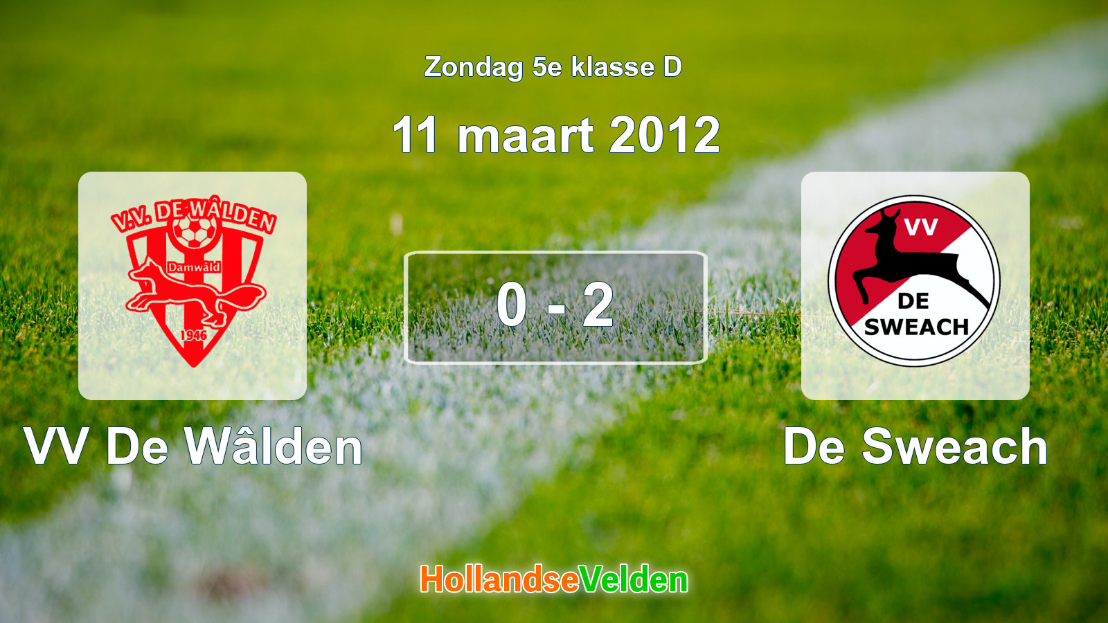 Gespeelde wedstrijd: VV De Wâlden - De Sweach 0 - 2 (11 maart 2012)